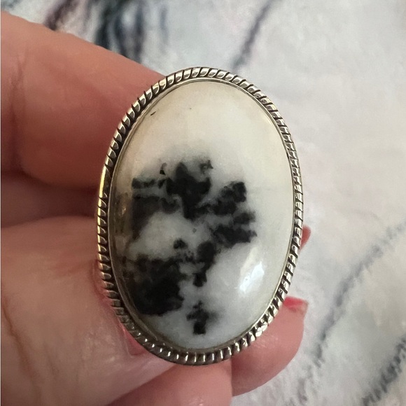 ❤️ Zebra Jasper Southwestern Navajo Influence Sterling Ring Size 5.75 & 7.1gms - Picture 5 of 11